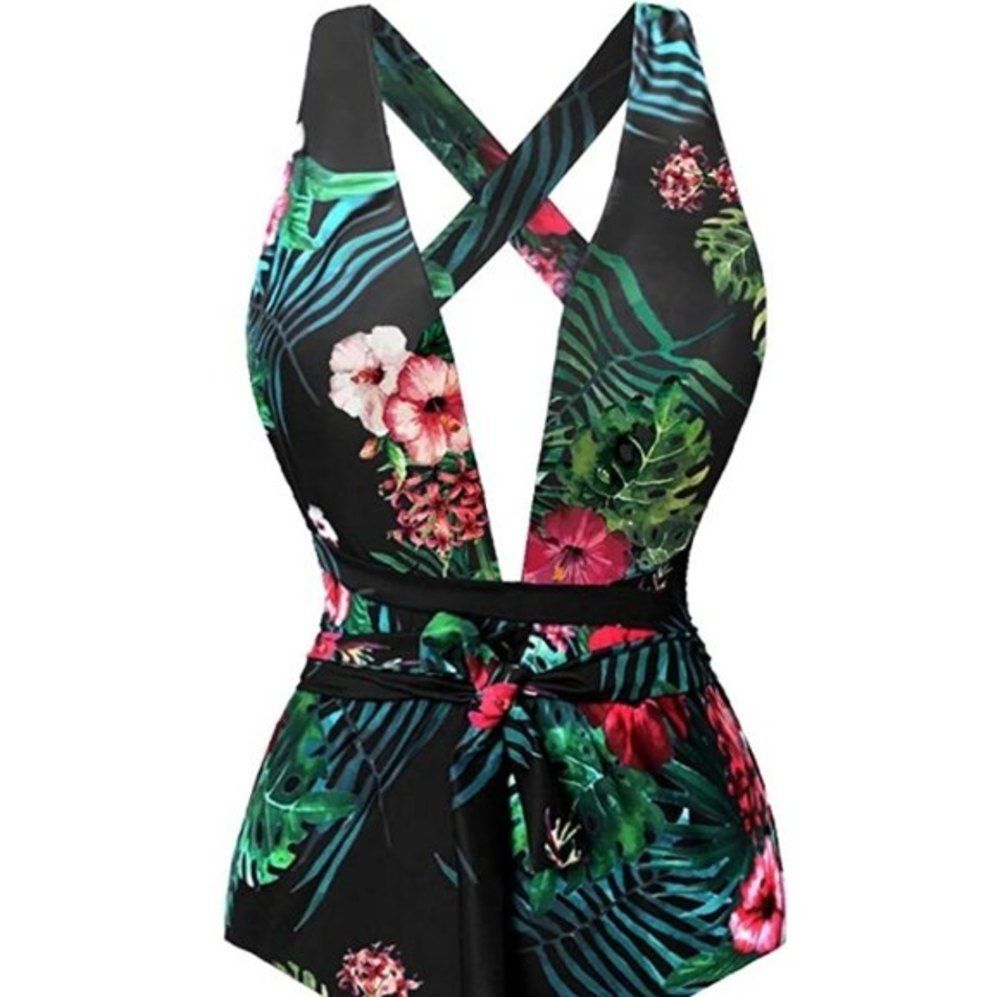 Begonia K Tropical Print One Piece Swimsuit Medium
